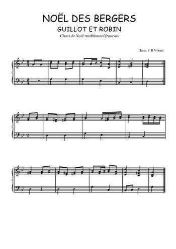 Téléchargez l'arrangement pour piano de la partition de Noël des bergers, Guillot et Robin en PDF